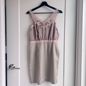 LOFT lace and ribbon tan fitted dress